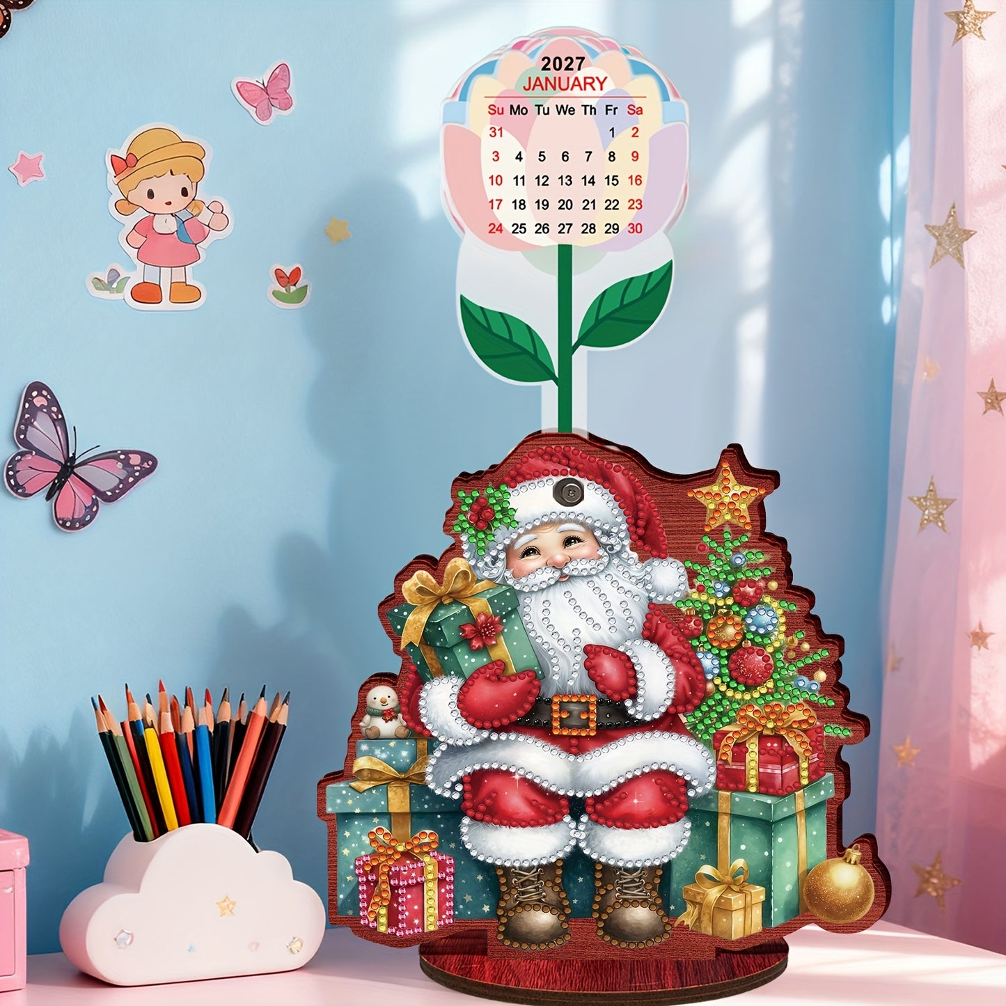 Zittende kerstman | kalender | Diamond painting