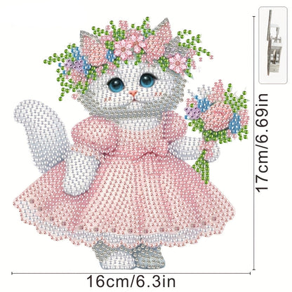 Bewegende kat in jurk | Diamond painting