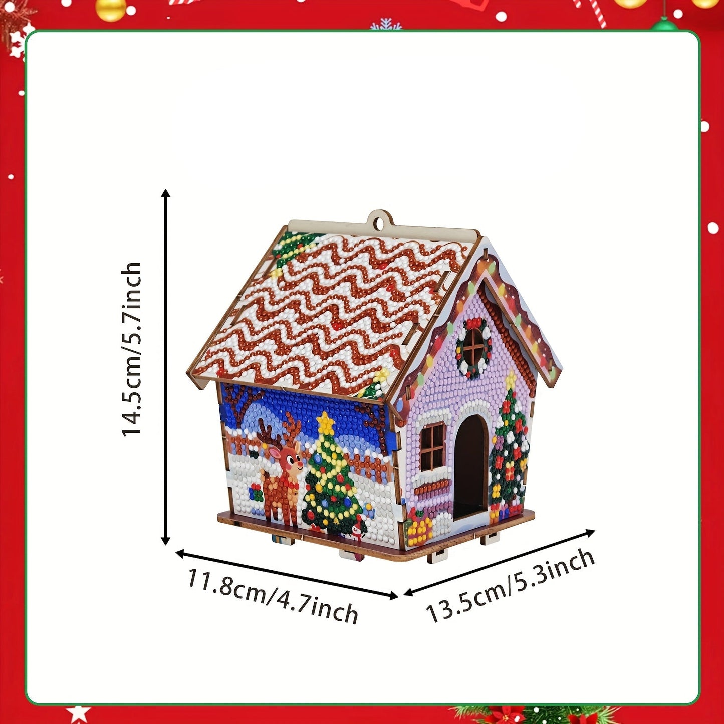 Kerst huisje | hanger voor in de boom | Diamond painting