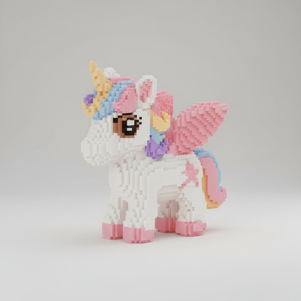 Mega pastel eenhoorn | Bouwsteentjes