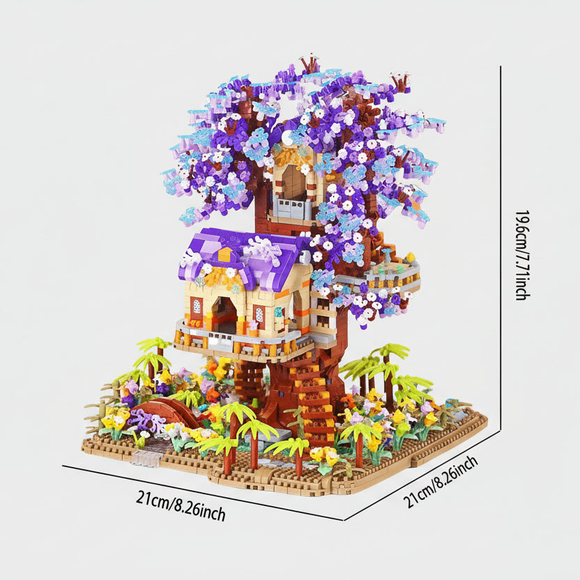 Paars boomhuis | Bouwsteentjes
