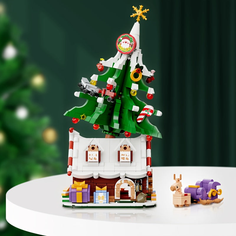 Kerstboom op kersthuisje | Bouwsteentjes