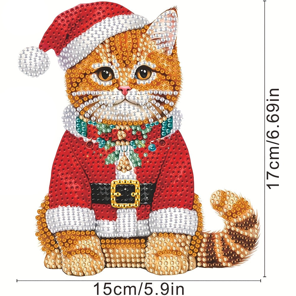 Bewegende kat met kerstmuts | Diamond painting