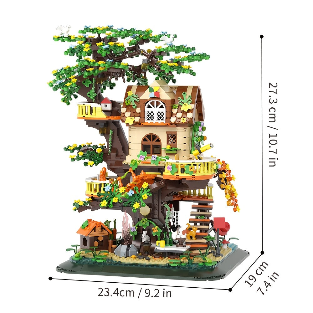 Forest Tree House Street Scene Building Set Highly Reproduction Fairy Tale Series Assembly Model Gift for Friends Niche Fairy Tale Style Desktop Decoration Birthday Gift