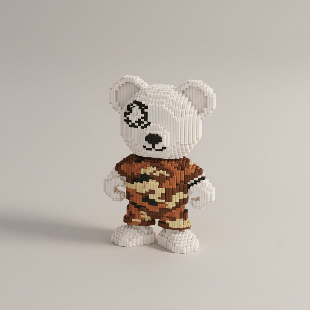 Witte stoere beer | Bouwsteentjes
