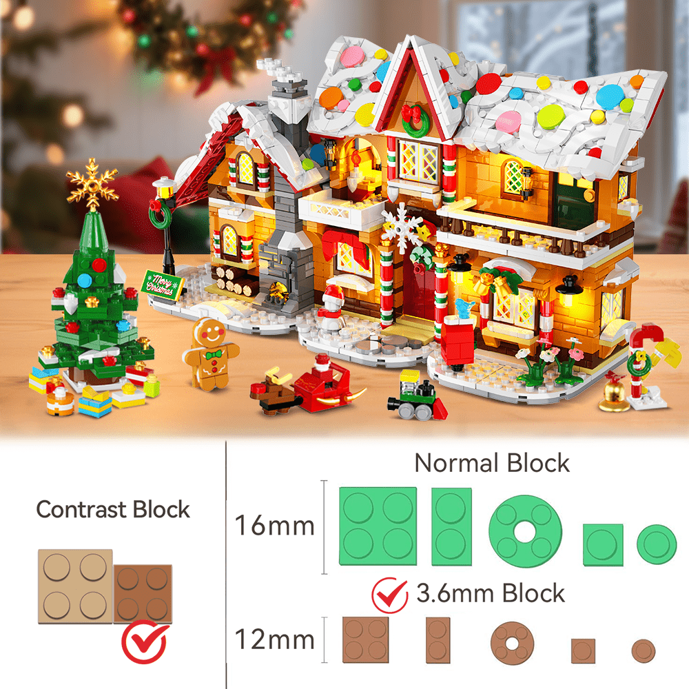 1452pcs 2026 Advent Calendar Gingerbread House 3.6MM Mini Blocks, 24-Day Countdown 3-Style Christmas Village Set with Tree, Holiday Gift