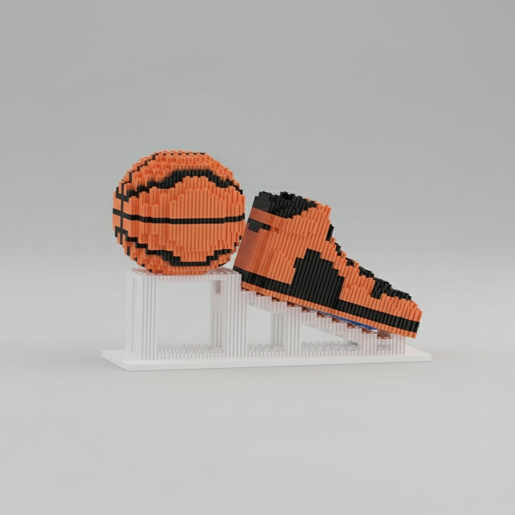 Oranje basketbal schoen & bal | Bouwsteentjes