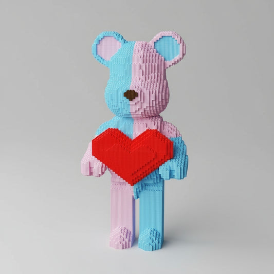 Blauw-Roze beer | Bouwsteentjes