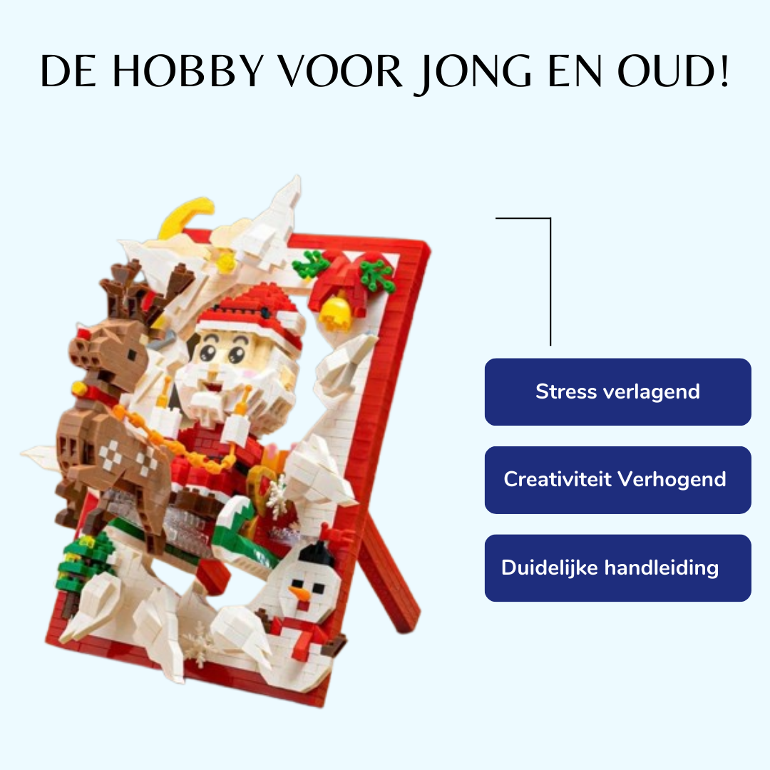 3D kerstschilderij | Morgen in huis | Bouwsteentjes