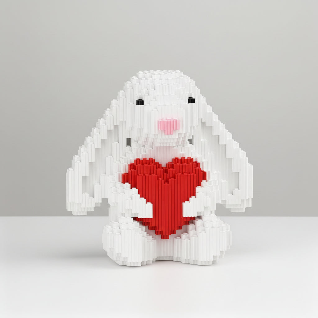 Schattig konijn met hart | Bouwsteentjes
