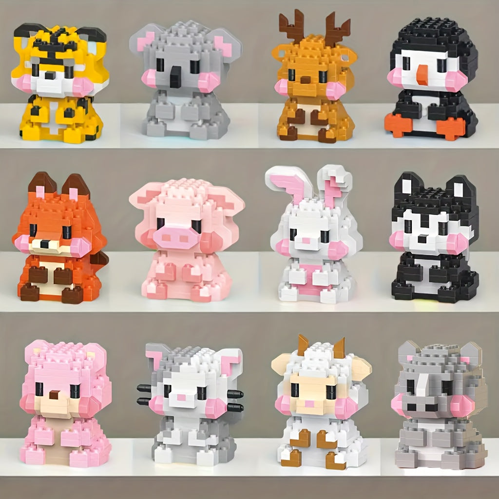 Mini dieren | 12 stuks | Bouwsteentjes