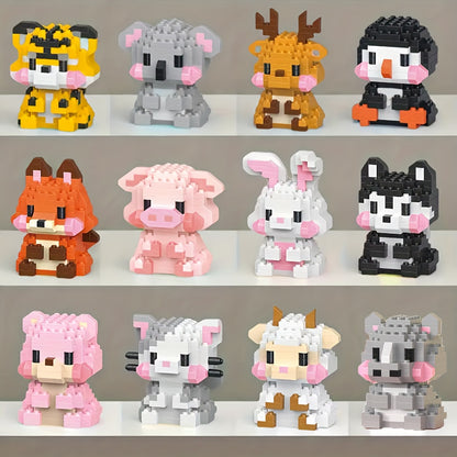 Mini dieren | 12 stuks | Bouwsteentjes