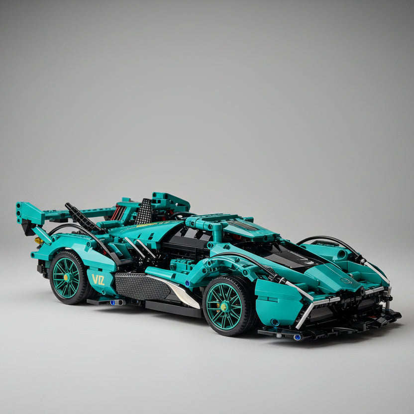 Blauwe superauto | Bouwsteentjes