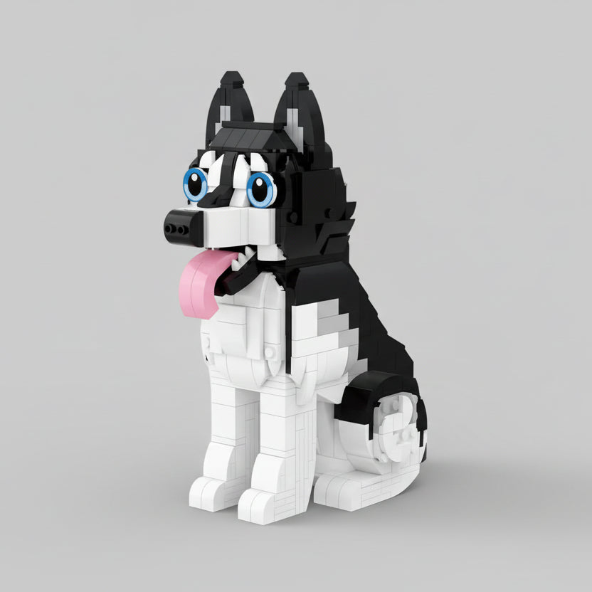 Zittende Husky | Bouwsteentjes