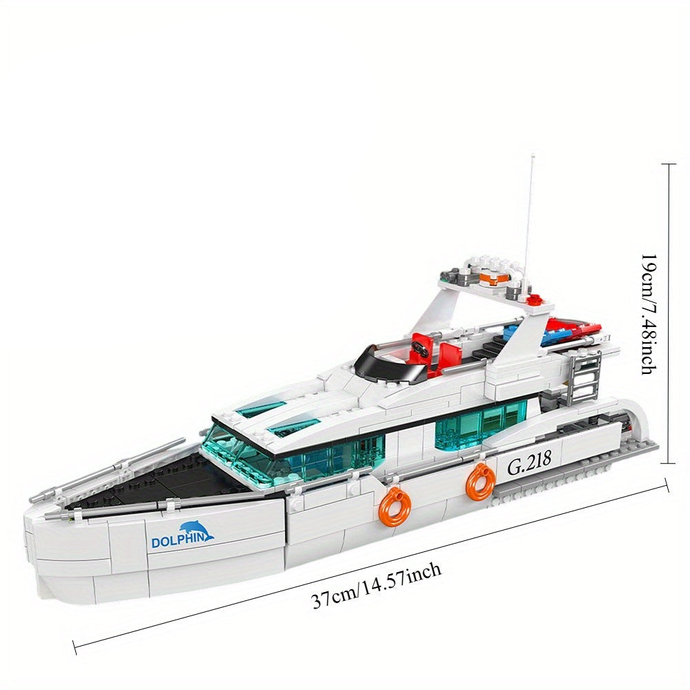 Witte dolfijn boot | Bouwsteentjes