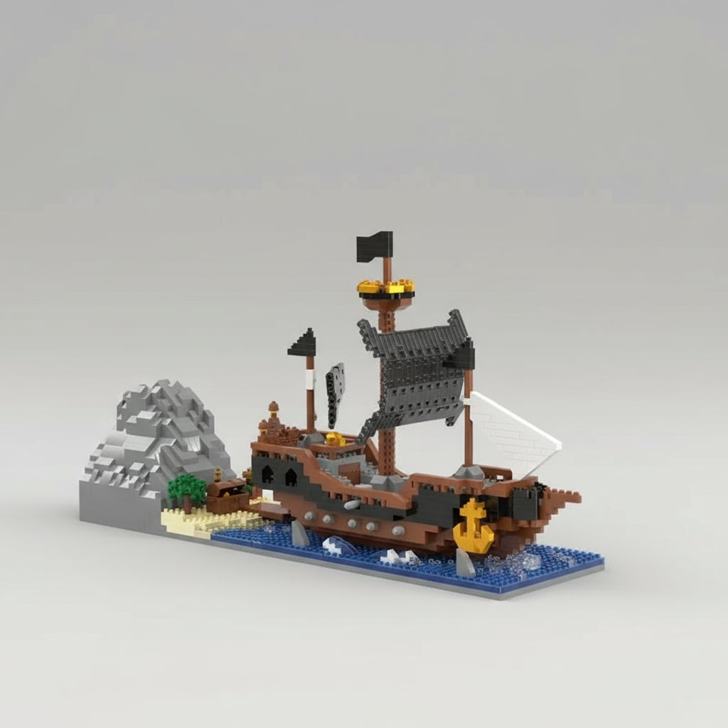 Piraten schip op water | Bouwsteentjes