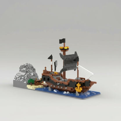 Piraten schip op water | Bouwsteentjes