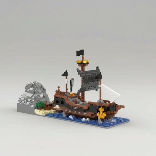 Piraten schip op water | Bouwsteentjes