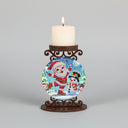 Kerstman met sneeuwpop | kaarshouder | Diamond Painting