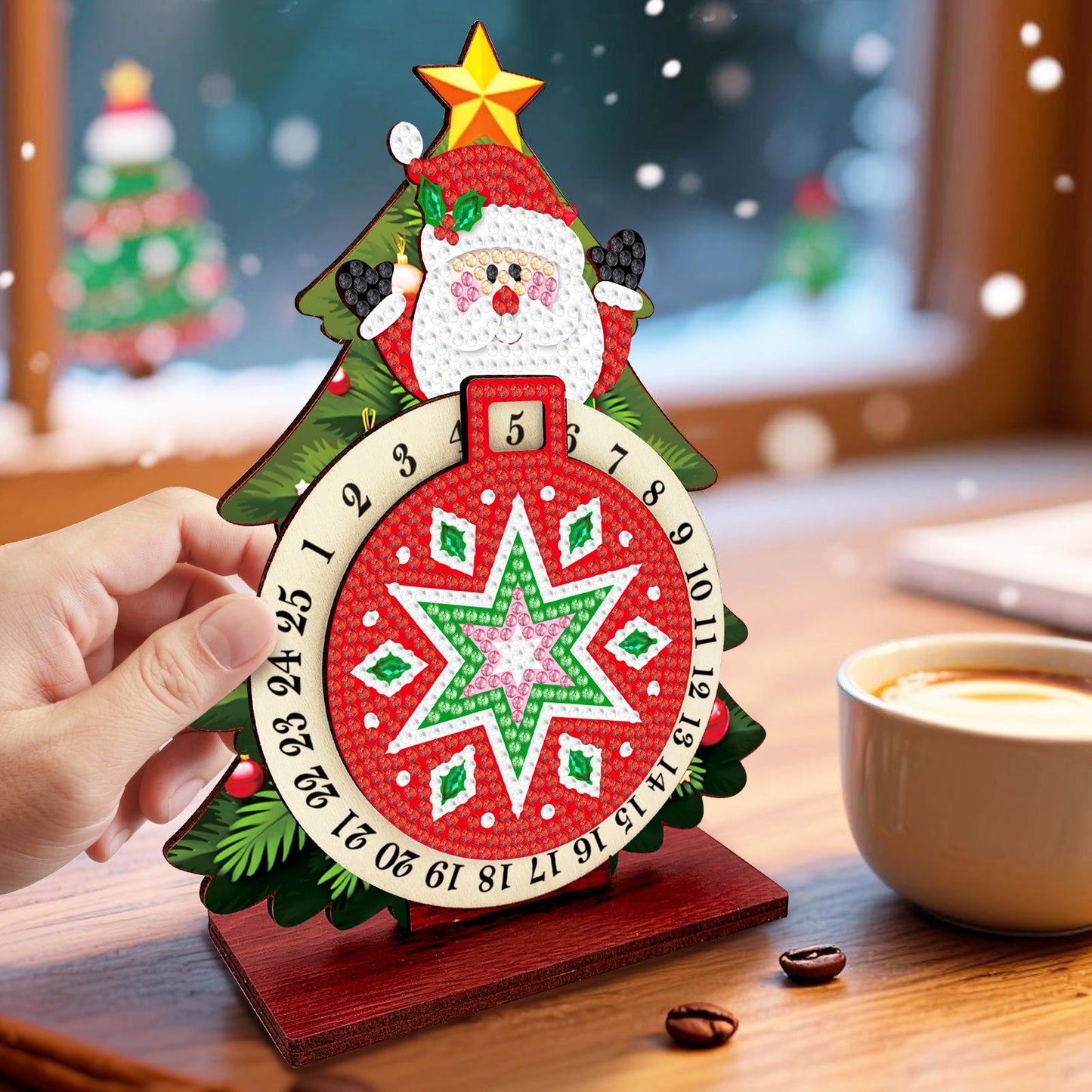 Kerstman in kerstboom | kalender | Diamond painting