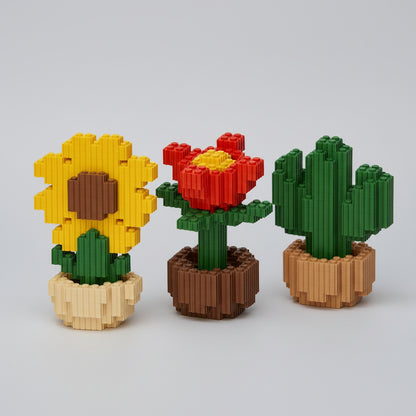 Cactus, Roos, Zonnebloem | Bouwsteentjes
