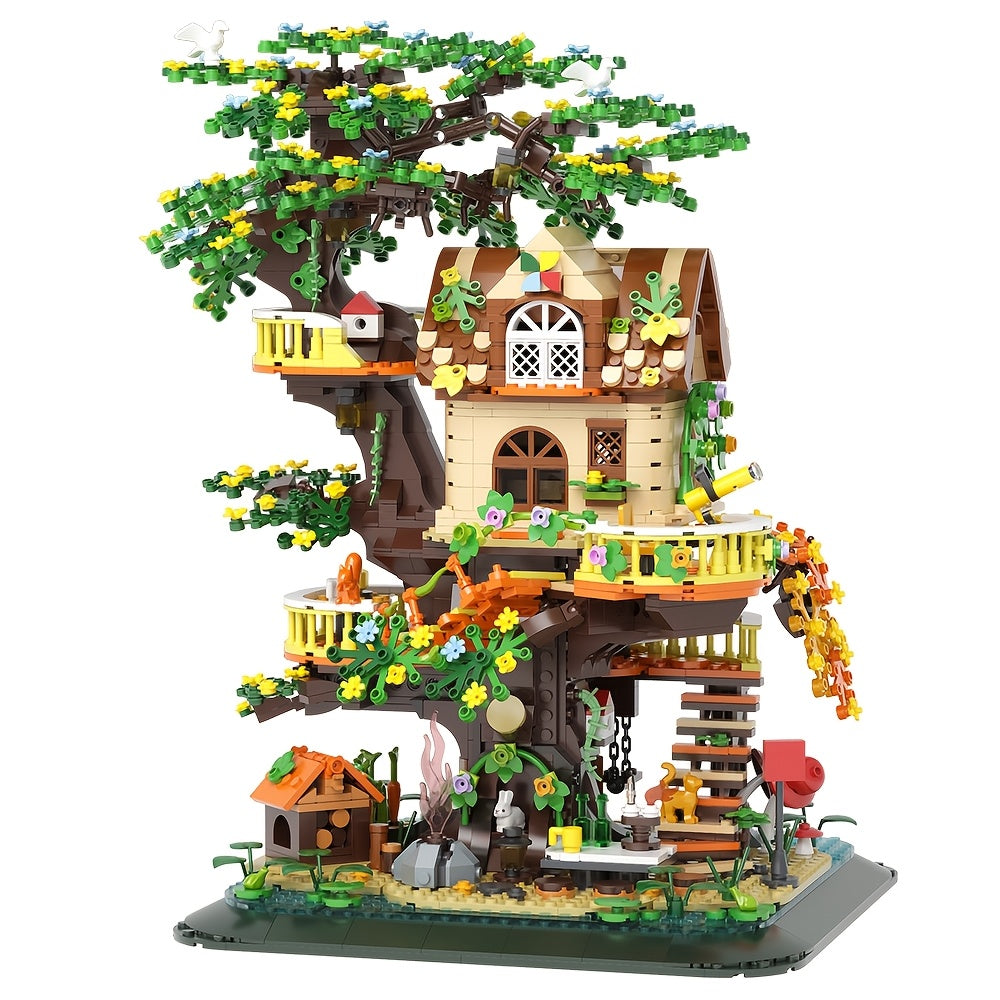 Forest Tree House Street Scene Building Set Highly Reproduction Fairy Tale Series Assembly Model Gift for Friends Niche Fairy Tale Style Desktop Decoration Birthday Gift
