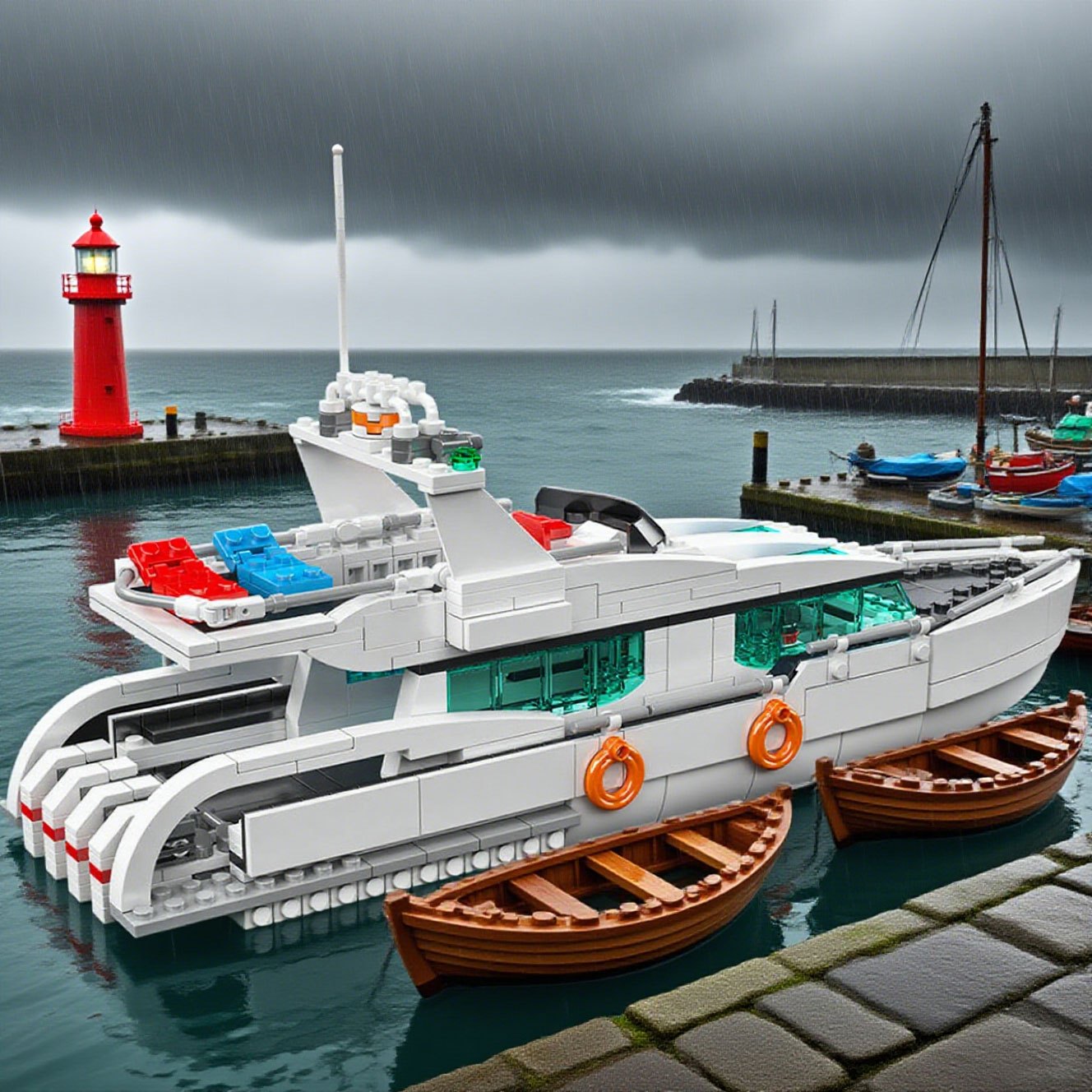 Witte dolfijn boot | Bouwsteentjes