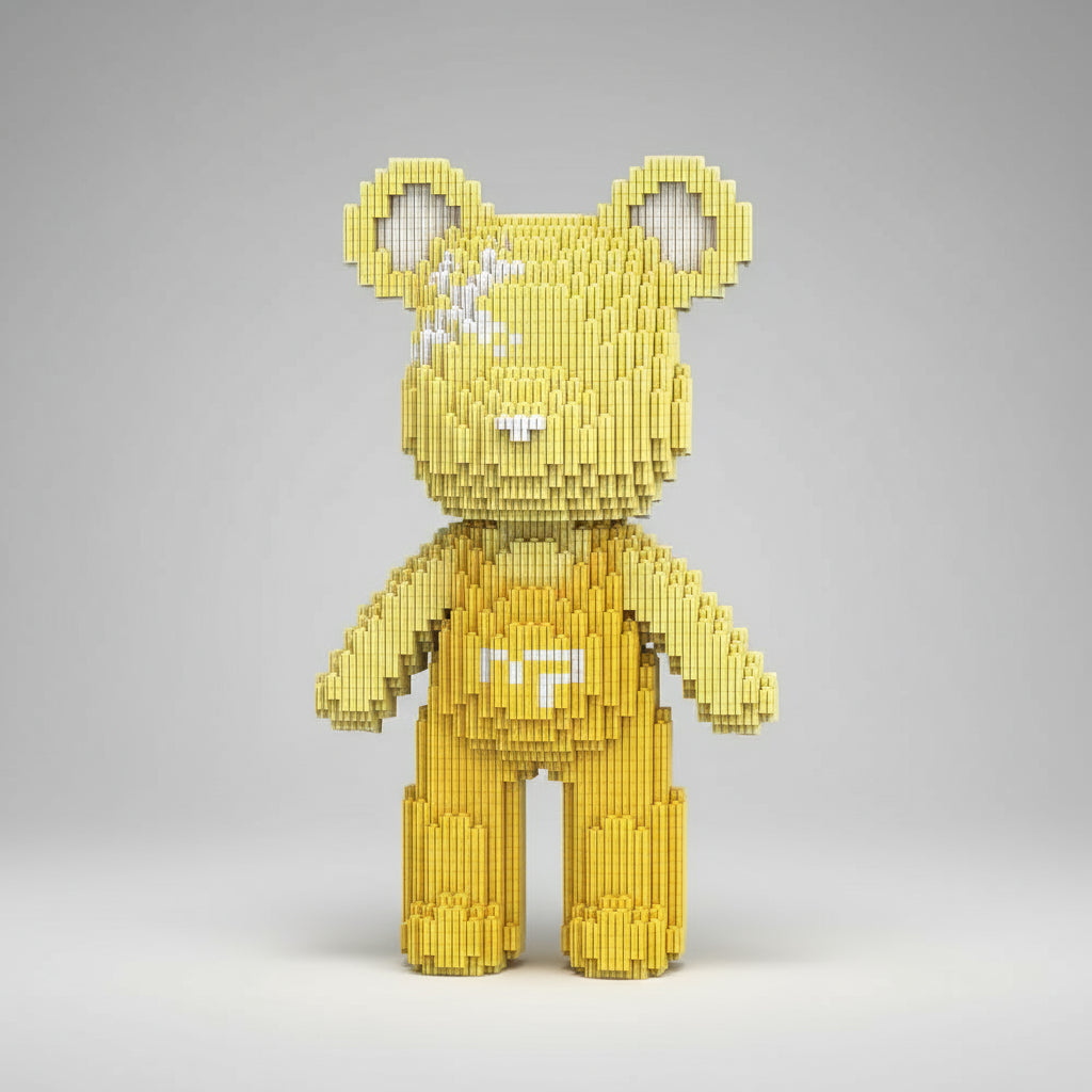 Beer met gele tuinbroek | Bouwsteentjes