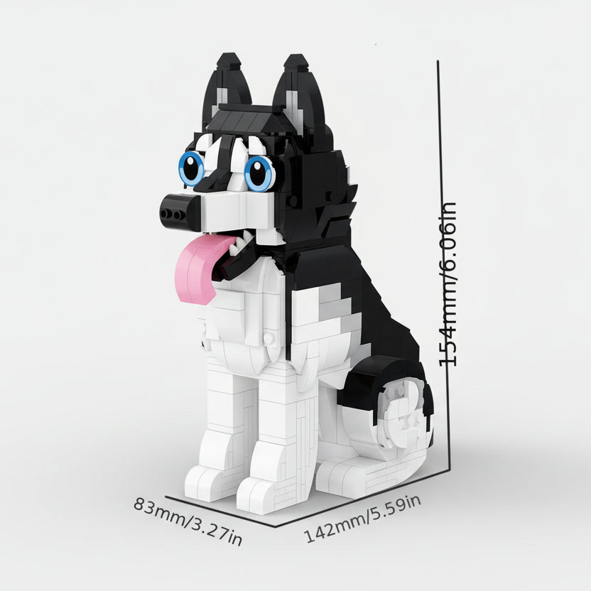 Zittende Husky | Bouwsteentjes