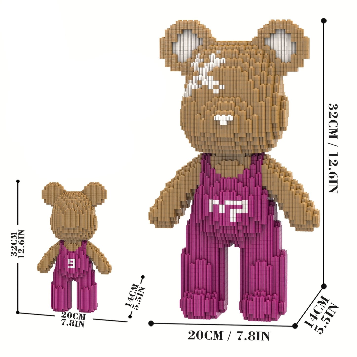 Beer met paarse tuinbroek | Bouwsteentjes