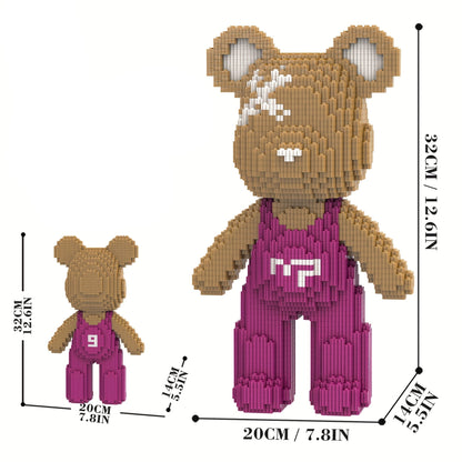 Beer met paarse tuinbroek | Bouwsteentjes