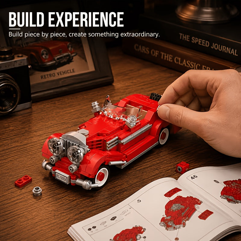 Convertible Sports Car Building Block Model Assembly Set, Creative Collectible Display Model, Desktop Home Decor, Birthday Christmas Easter Halloween Thanksgiving Holiday Gift