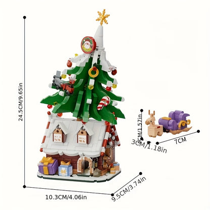 Kerstboom op kersthuisje | Bouwsteentjes