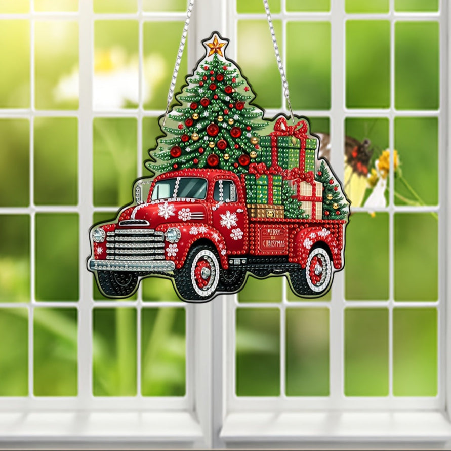 Decoratie hanger | Kerst Truck | Diamond painting