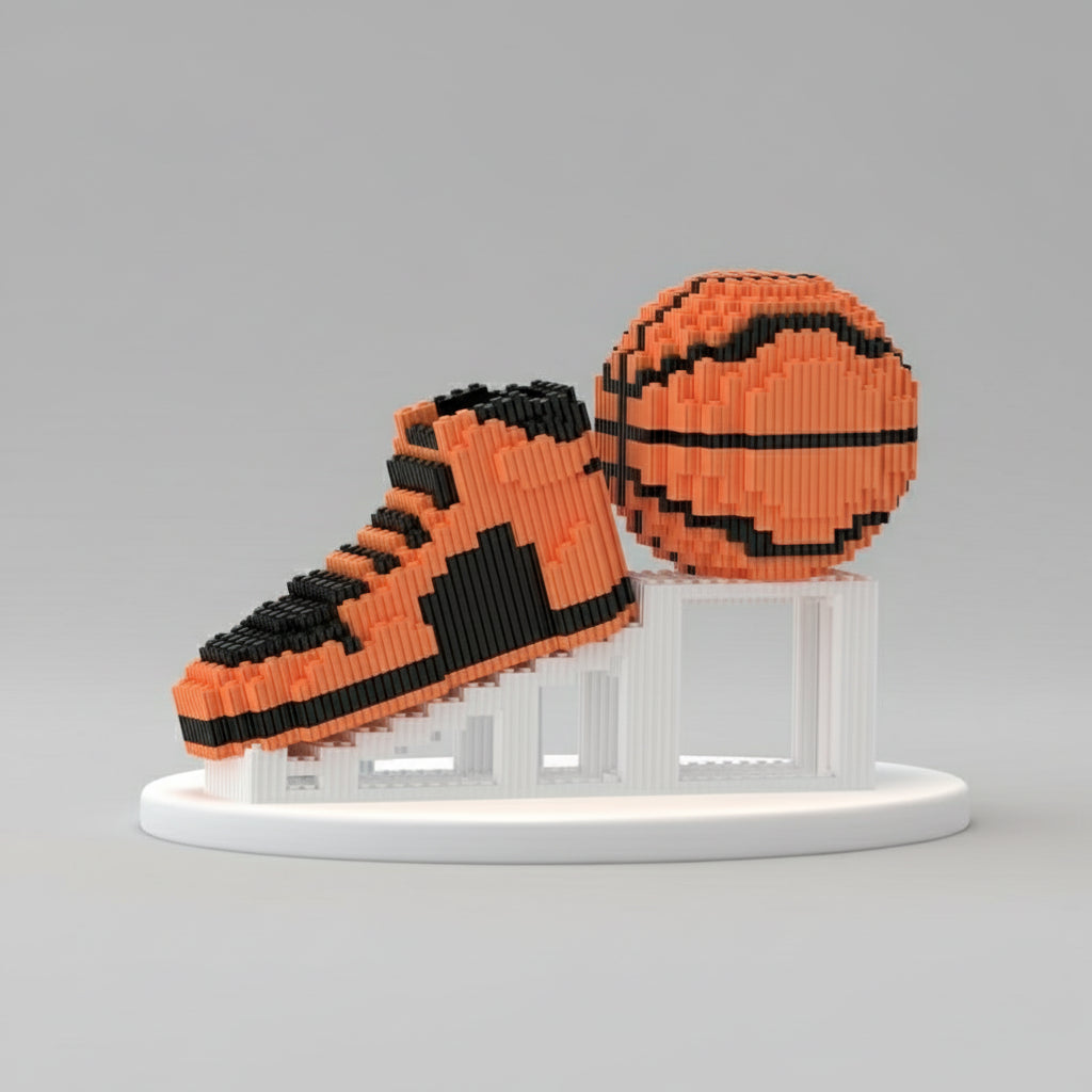 Oranje basketbal schoen & bal | Bouwsteentjes