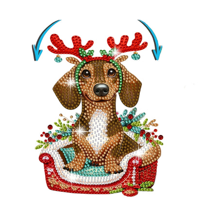 Bewegende hond in mand | Diamond painting