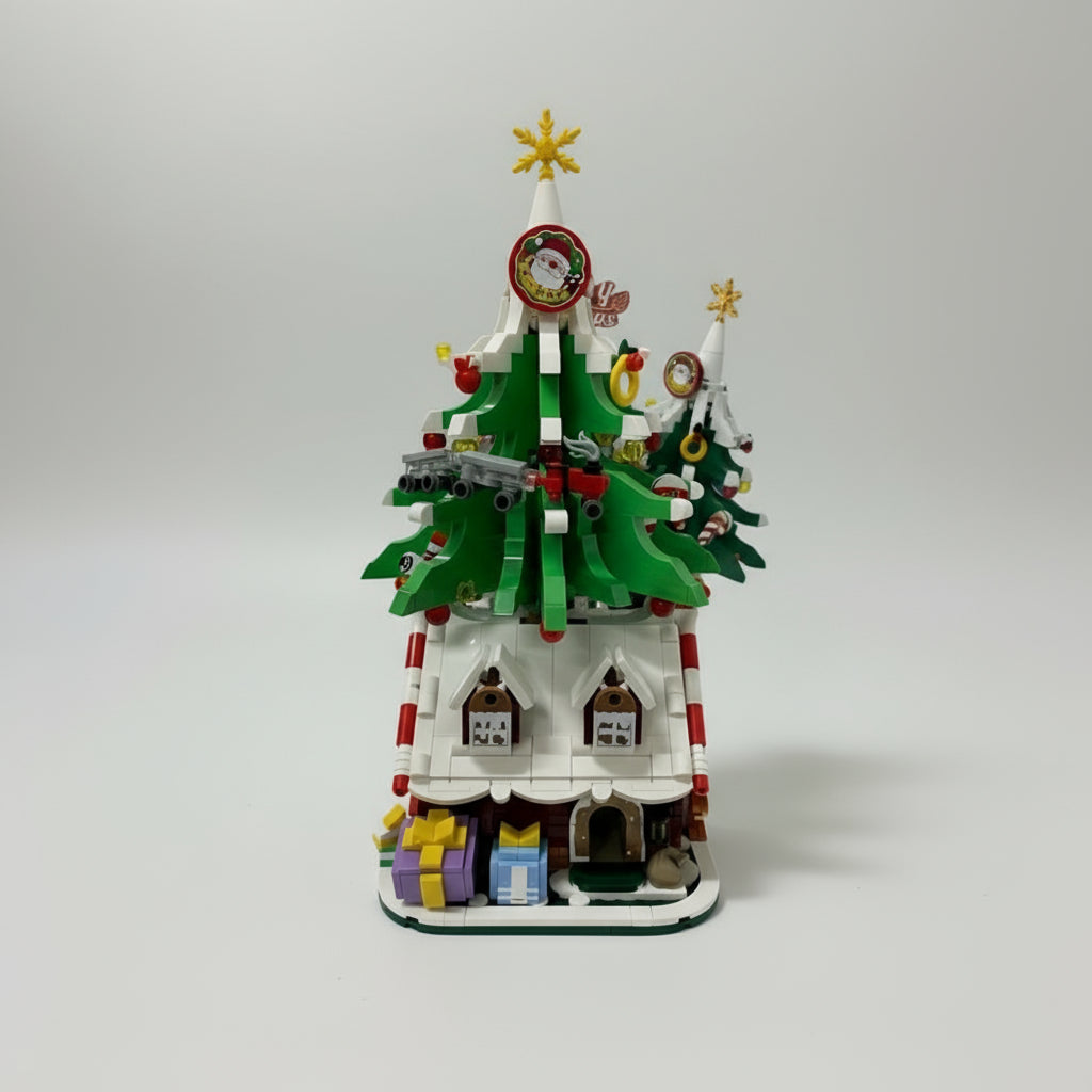 Kerstboom op kersthuisje | Bouwsteentjes