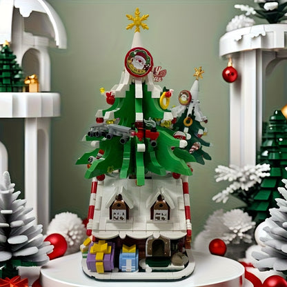 Kerstboom op kersthuisje | Bouwsteentjes