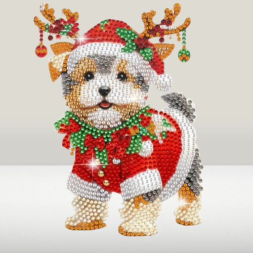 Bewegende kerst hond | Diamond painting
