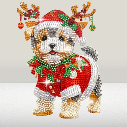 Bewegende kerst hond | Diamond painting