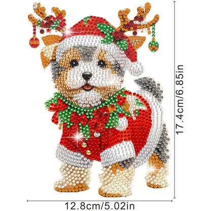 Bewegende kerst hond | Diamond painting