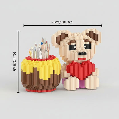 Beer met hart pennenbakje | Bouwsteentjes