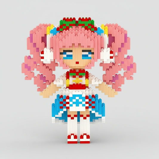 Meisje met roze haar | Bouwsteentjes