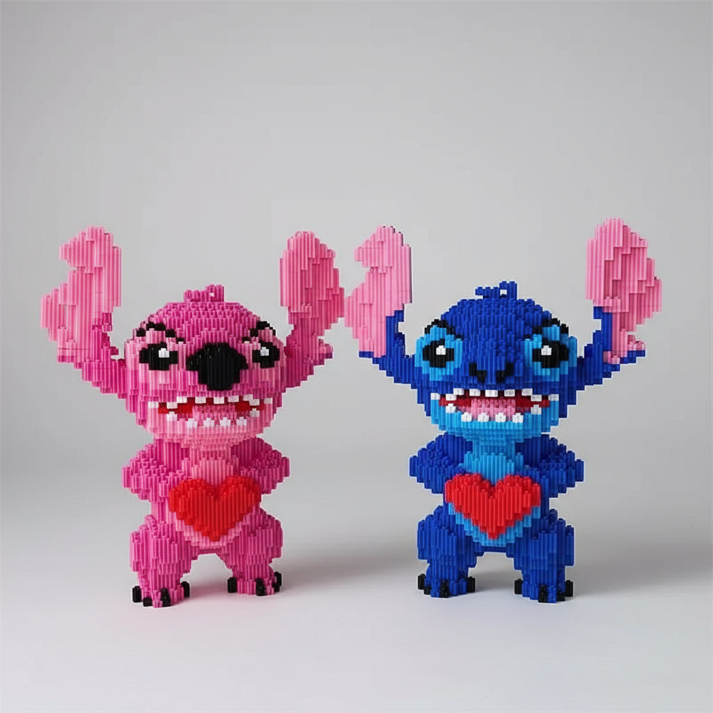 Schattig blauw wezen met hart | Bouwsteentjes