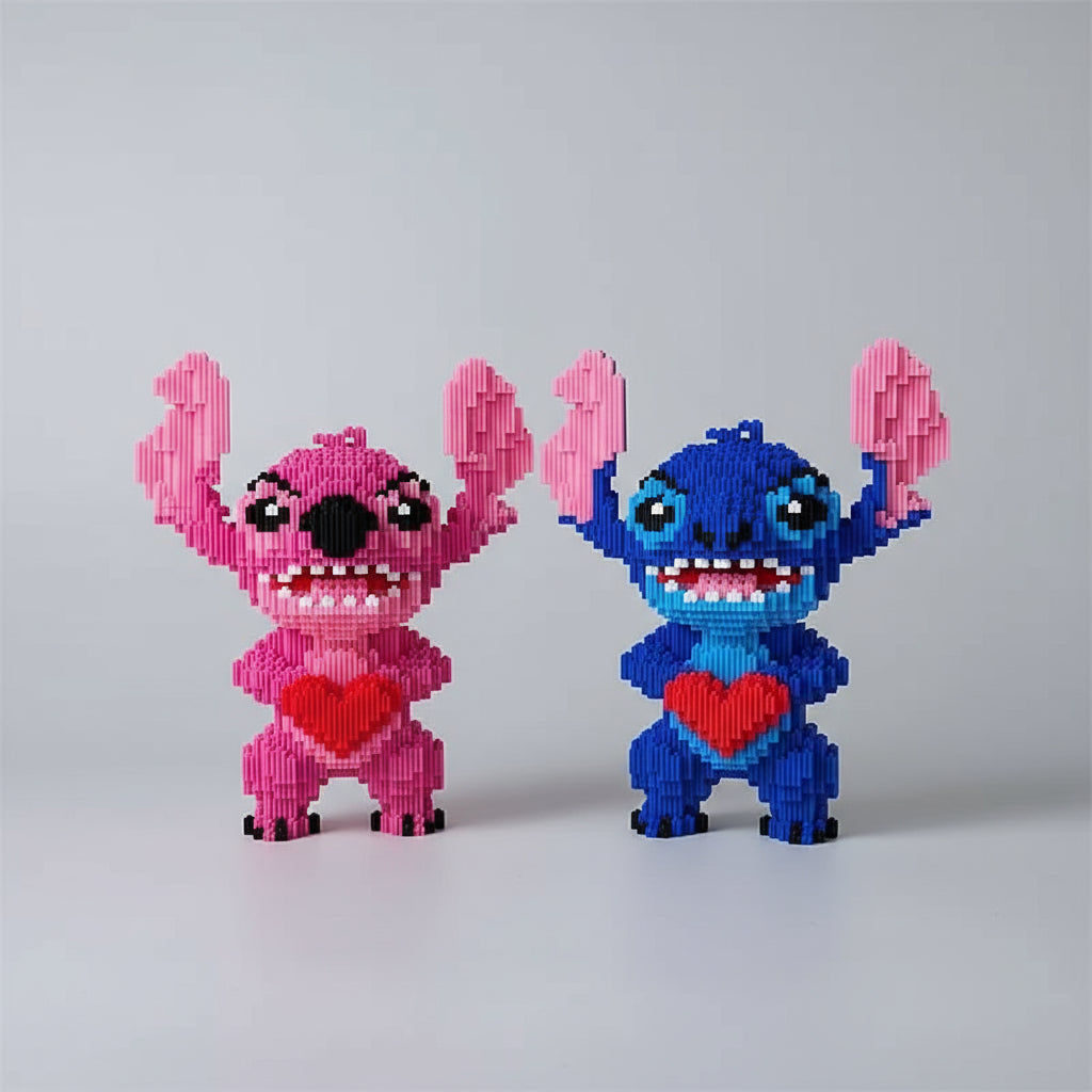 Schattig roze wezen met hart | Bouwsteentjes