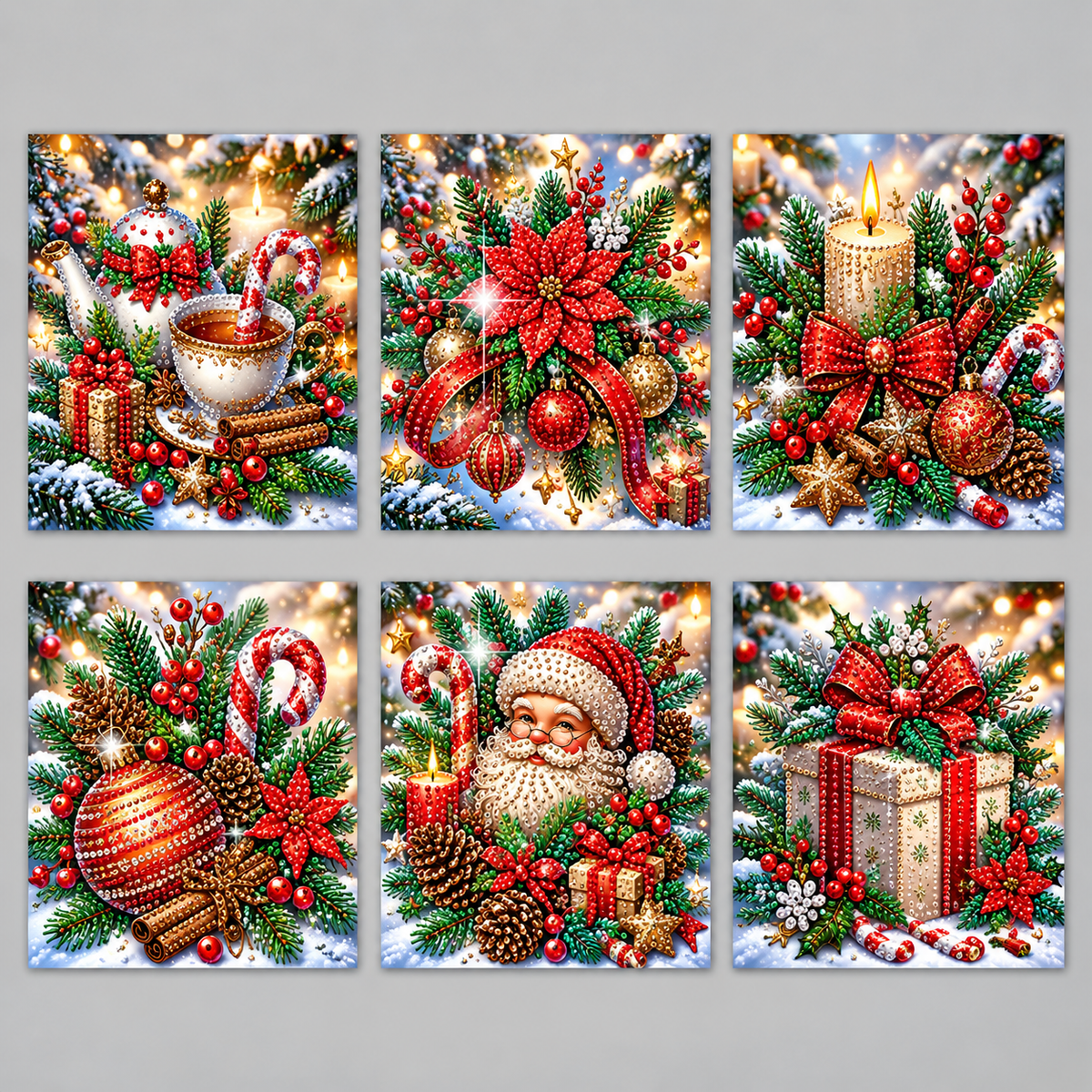Diverse kerstkaarten | 6 stuks | Diamond Painting