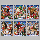 Kerst dieren kaarten | 6 stuks | Diamond Painting