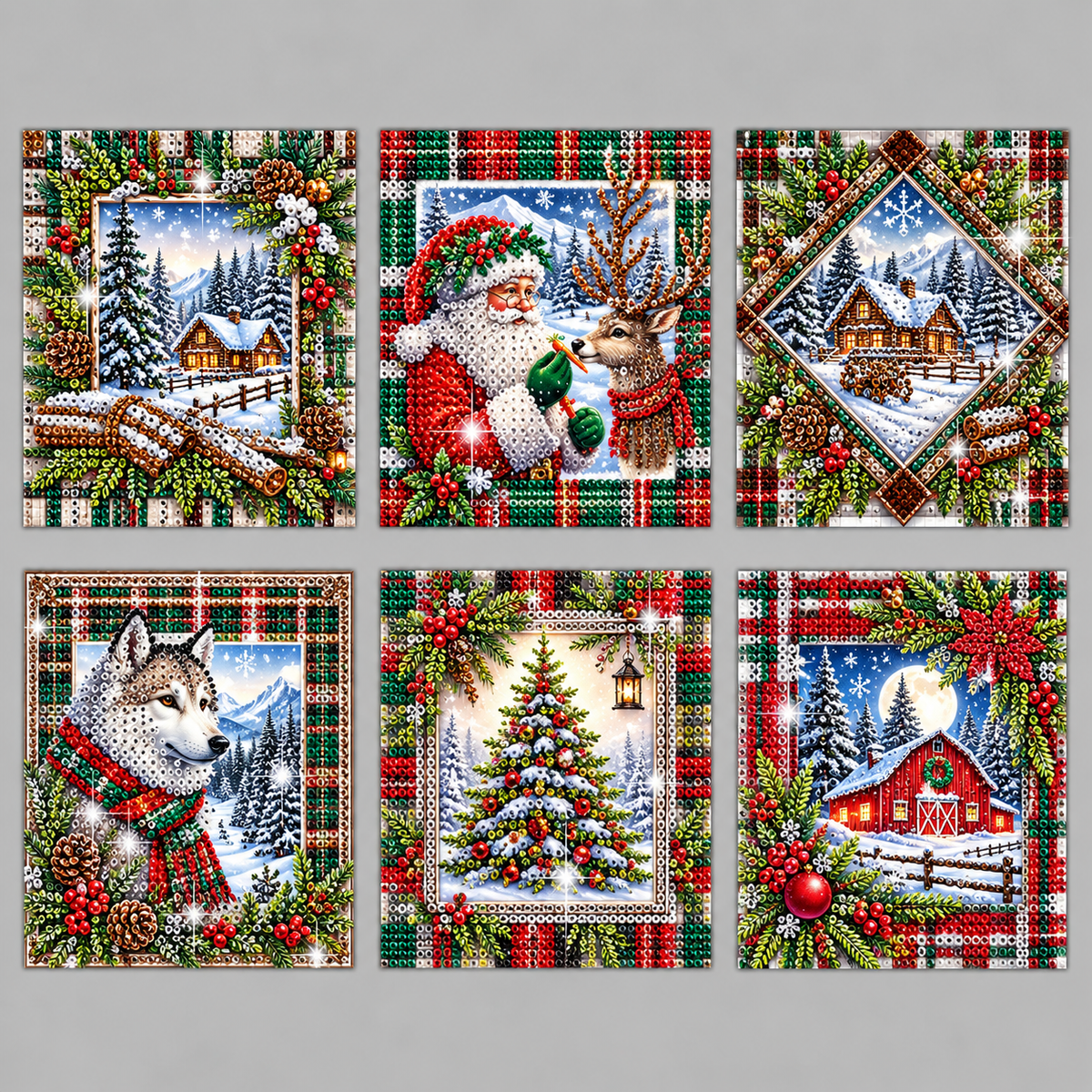 Sneeuw kerstkaarten | 6 stuks | Diamond Painting