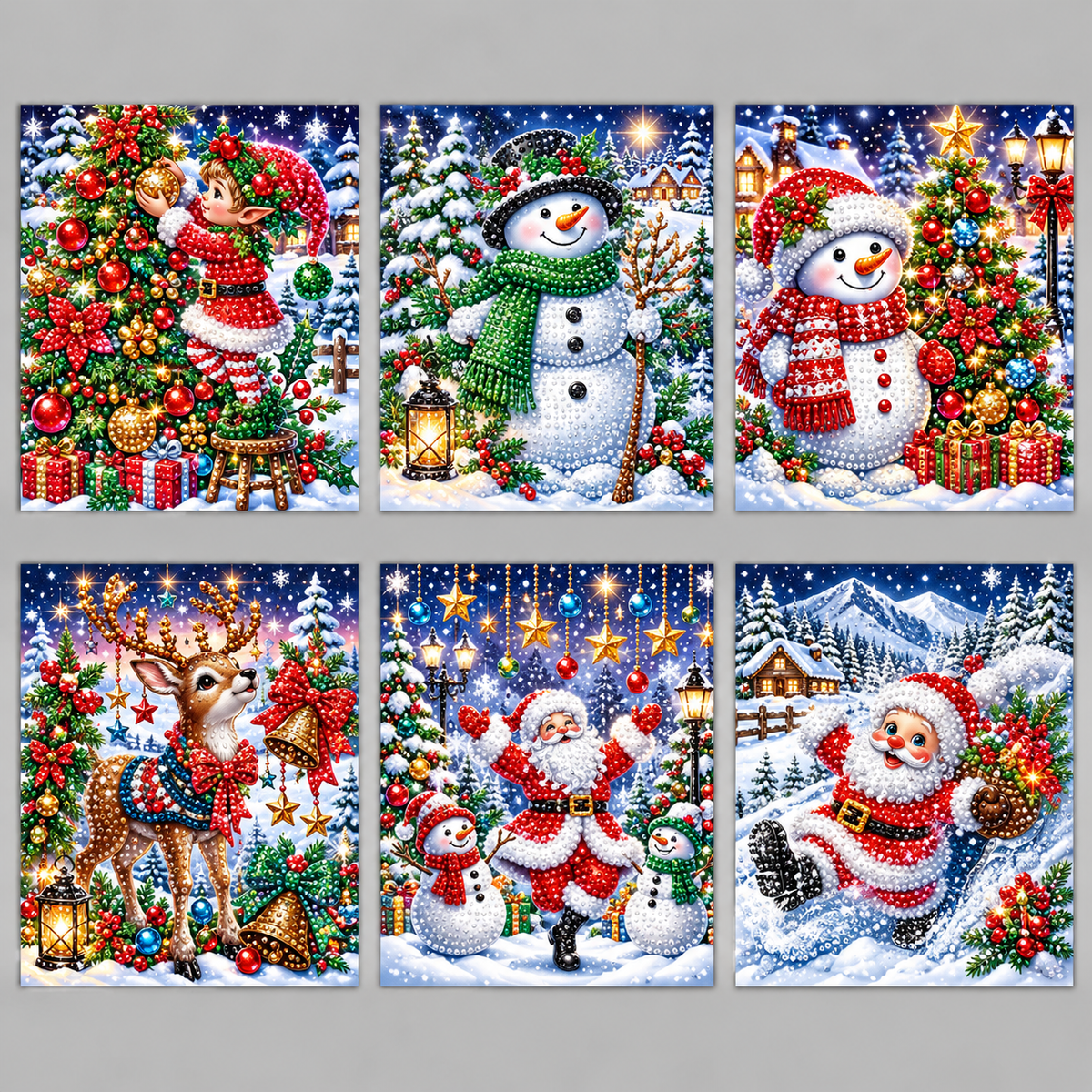 Vrolijke kerst kaarten | 6 stuks | Diamond Painting