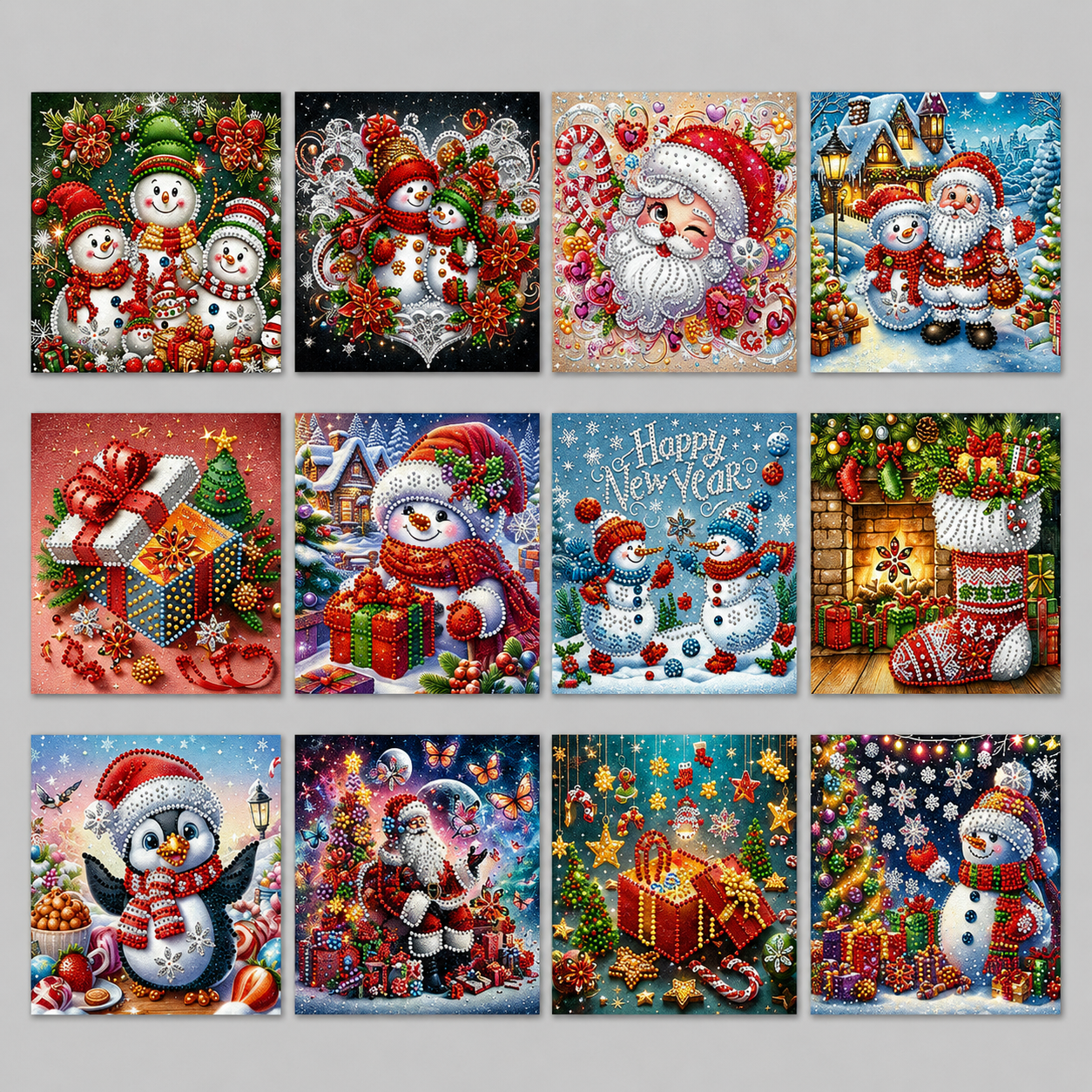 Kerstkaarten XL Set | 12 stuks | Diamond Painting